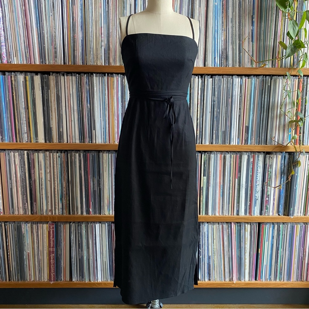 NWOT MODERN CITIZEN Black Linen Backless Dress - size SMALL